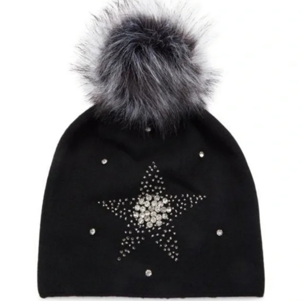 💕NWT Adrienne Landau Star Studded Faux Fur Beanie💕OSFM